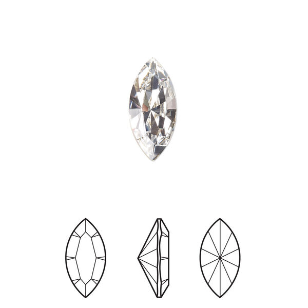 Fancy stone 2pk crystal foil back, Crystal Passions® 15x7mm navette 4228 image number 0