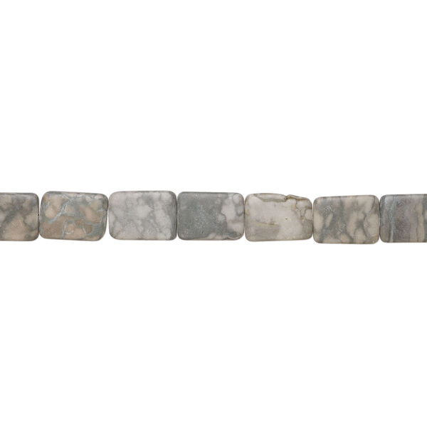 Greyline marble 1pkg1, matte puffed rectangle bead natural, 15 inch 29x20mm-30x22mm image number 1