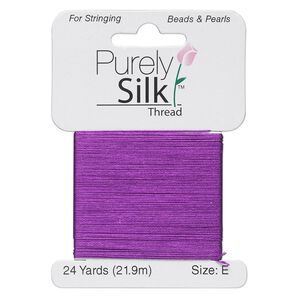 Thread, Purely Silk™, 3-ply, plum, size E. Sold per 24-yard card.