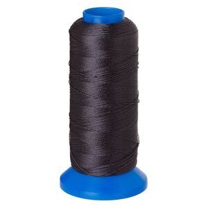 Cord, Griffin, nylon, black, 0.4mm, 16.6-pound test. Sold per 600-meter spool.