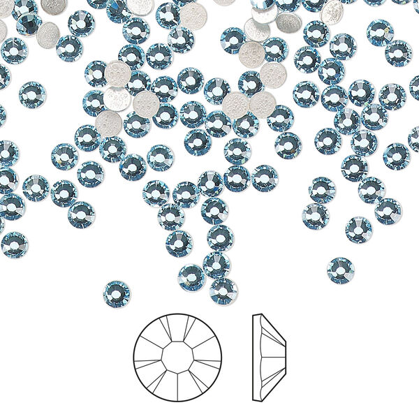 Flat back 144pk aquamarine foil back, Preciosa MAXIMA Czech crystal hotfix rhinestone 2.7-2.9mm chaton rose round SS10 image number 0