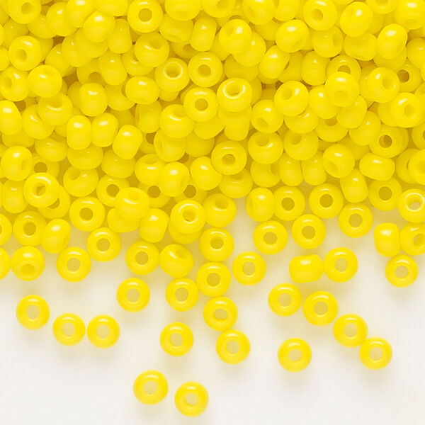 Seed bead, Preciosa Ornela Czech glass, pkg/500g, #8 rocaille, opaque lemon yellow, (83110). image number 0