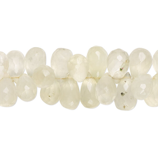 Bead, prehnite (natural), matte, 9x5mm-11x6mm hand-cut top-drilled micro-faceted teardrop with set pattern and 0.4-1.4mm hole, C grade, Mohs hardness 6 to 6-1/2. Sold per 7-inch strand. image number 0