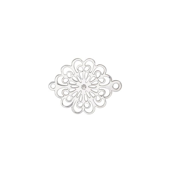 Link, sterling silver, 14.5x14mm single-sided flower. Sold individually. image number 0