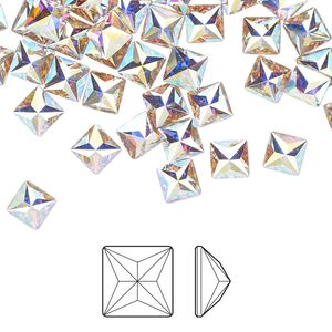 Flat back 6pk crystal AB foil back, Preciosa MAXIMA Czech crystal rhinestone 5x5mm pyramid