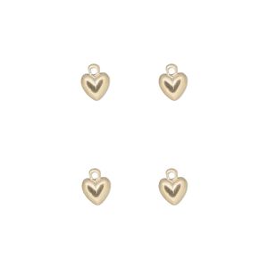 Charm, 14Kt gold-filled, 5x4mm single-sided domed heart. Sold per pkg of 4.
