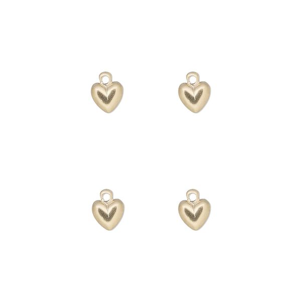 Charm, 14Kt gold-filled, 5x4mm single-sided domed heart. Sold per pkg of 4. image number 0