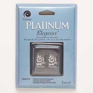 Drop, copper, pkg/2, platinum plate, 10mm hammered spiral with 3 bottom loops.