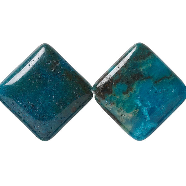 Bead, crazy lace agate (dyed), sky blue, 23x23mm puffed diamond, B grade, Mohs hardness 6-1/2 to 7. Sold per 15-1/2" to 16" strand. image number 0