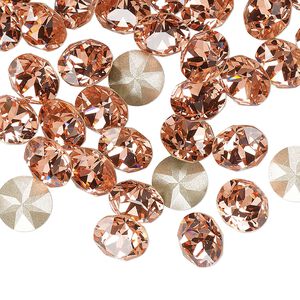 Chaton 144pk rose peach foil back, Swarovski® 8.16-8.41mm round xirius SS39 1088