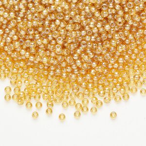 Seed bead glass pkg/50g #11 round, translucent luster light amber