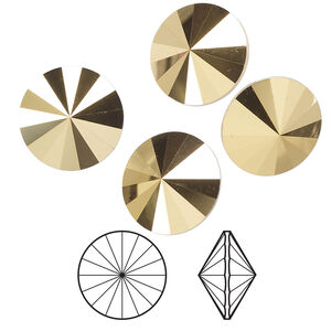 Chaton 1pkg4 crystal aurum foil back, Crystal Passions® 14mm rivoli 1122
