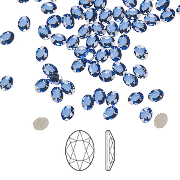 Flat back 12pk sapphire foil back, Crystal Passions® 4x3mm oval 2603 image number 0