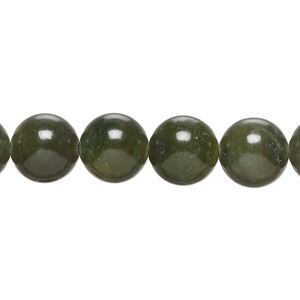 Nephrite jade 1pkg1, round bead natural 15.5-16 inch 10mm