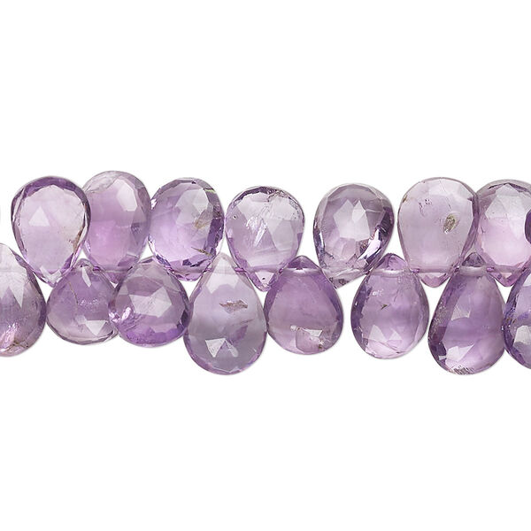 Amethyst 1pkg1, hand-cut top-drilled faceted puffed teardrop bead natural B grade, 8 inch 9x7mm-12x8mm image number 0