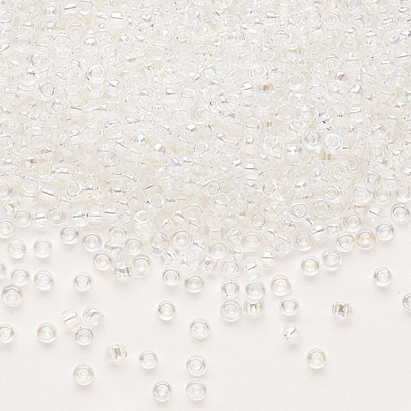 Seed bead, Dyna-Mites™, glass, pkg/40g, #11 round, translucent rainbow clear, (4R 11/0 RR). image number 0