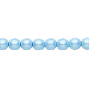 Bead, Czech pearl-coated glass druk, opaque iridescent aqua, 6mm round. Sold per 15-1/2" to 16" strand.