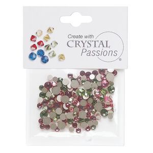 Flat back mix 1pkg144 peridot and rose, Crystal Passions&reg; rhinestone 3-4.80mm round SS12 / SS16 / SS20