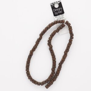 Bead, wood (dyed), dark brown, 8x4mm-8x6mm heishi with 2mm hole. Sold per 21-inch strand.
