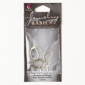 Leverback 1pkg4 brass, 15mm 20 gauge / open loop, gold finish