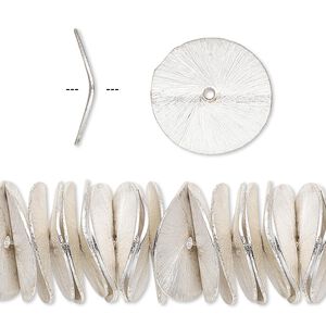 Bead, silver-plated copper, 17x4mm brushed wavy rondelle. Sold per pkg of 10.