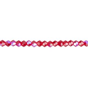 Bead 1pk 16 facets translucent red AB, Celestial Crystal® 3mm bicone 15.5-16 inch