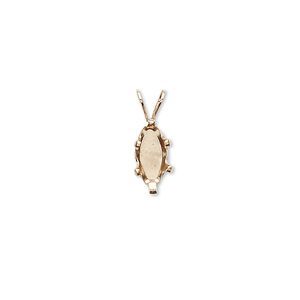 Pendant, Snap-Tite®, 14Kt gold-filled, 10x5mm 6-prong marquise setting. Sold individually.
