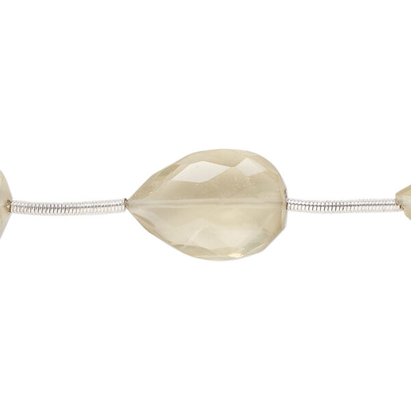 Smoky quartz / quartz crystal 1pkg6, hand-cut faceted puffed teardrop bead C+ grade, 13x10mm-20x14mm image number 0