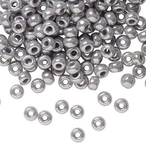 Seed bead, Miyuki, glass, pkg/250g, #6 rocaille, opaque luster ghost grey, (RR-443).