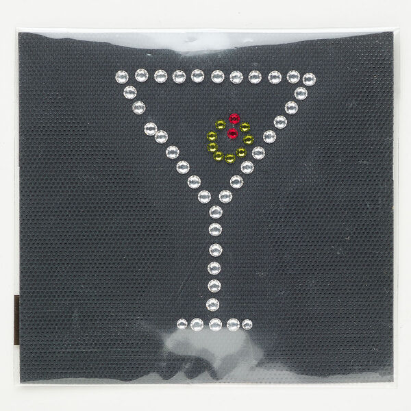 Transfer crystal / aluminum 1pkg1 3x2-1/2-inch iron-on martini glass, peridot / Siam / silver finish image number 0