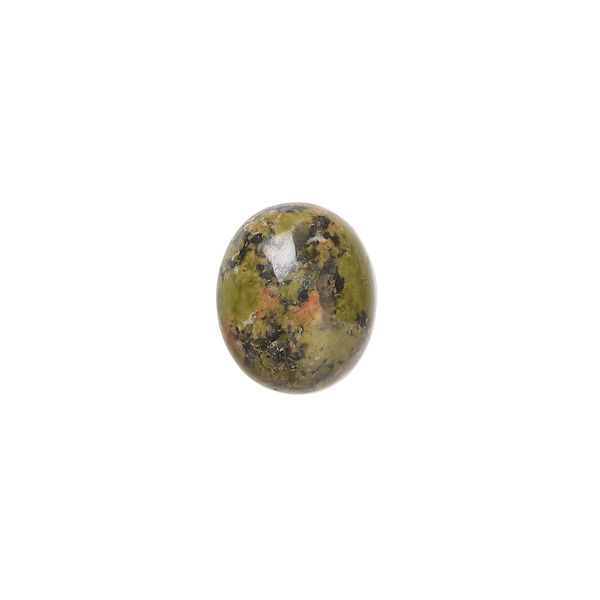 Cabochon, unakite (natural), 12x10mm calibrated oval, B grade, Mohs hardness 6 to 7. Sold per pkg of 10. image number 0