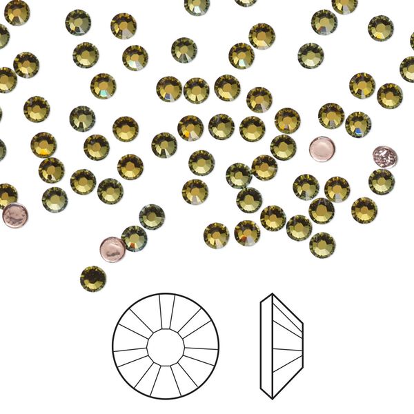 Flat back 144pk crystal tabac foil back, Crystal Passions® hotfix rhinestone 2.7-2.9mm rose round SS10 2038HF image number 0