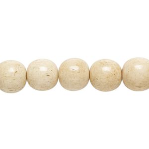 Bead, bone (dyed), antiqued brown and white, 10mm round, Mohs hardness 2-1/2. Sold per 15-1/2" to 16" strand.
