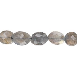 Labradorite 1pkg1, hand-cut faceted puffed oval bead natural 13 inch 8x6mm-13x8mm