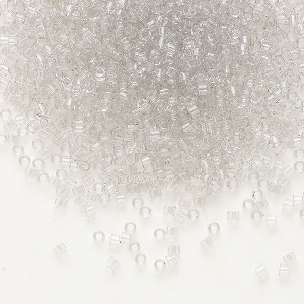 Seed bead, Delica®, glass, pkg/7.5g, #11 round, transparent light grey glass enamel crystal clear (DB-1408). image number 0