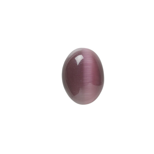 Cabochon, cat's eye glass (fiber optic glass), purple, 8x6mm calibrated oval, quality grade. Sold per pkg of 10. image number 0