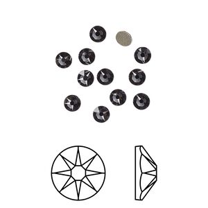 Flat back 144pk graphite foil back, Crystal Passions® 3-3.2mm rose round SS12 2088