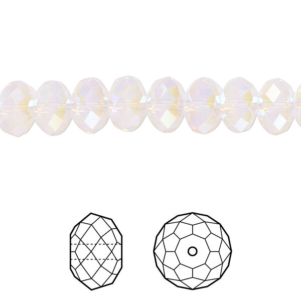 Bead 144pk rose water opal shimmer 2X, Crystal Passions® 8x6mm rondelle 5040 image number 0