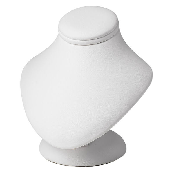 Leatherette mini-pedestal display, white. 3-1/2in wide x 3-1/4in deep x 3-3/4in high. Sold individually. image number 0