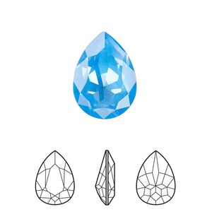 Fancy stone 48pk crystal electric blue ignite LacquerPRO, Swarovski® 18x13mm pear 4320