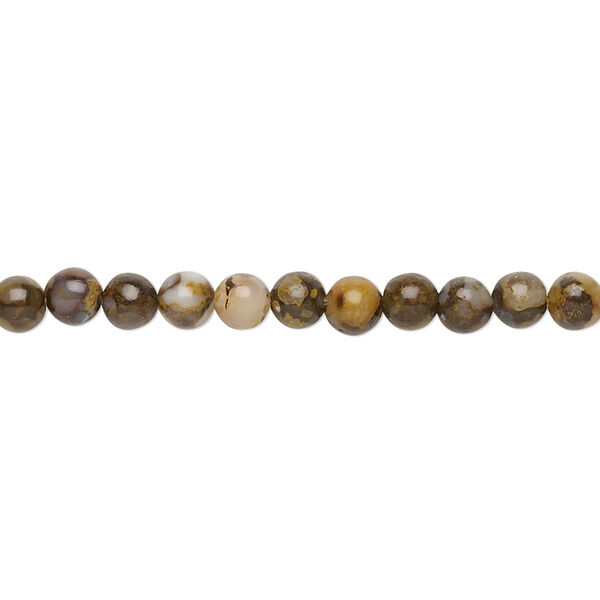 Bead, brown opal (stabilized), 4mm round, B grade, Mohs hardness 5 to 6-1/2. Sold per 15-1/2" to 16" strand. image number 0
