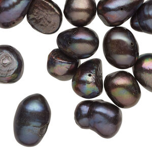 Freshwater pearl 1pkg2oz, mixed shapes, peacock 9-15mm cultured