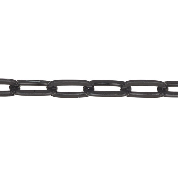 Chain, anodized aluminum, black, 5.5mm paperclip. Sold per pkg of 5 feet. image number 0