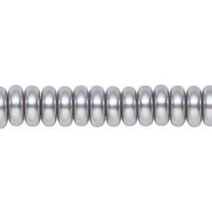 Pearl 1pk pewter, Celestial Crystal® 8x3mm rondelle 15.5-16 inch