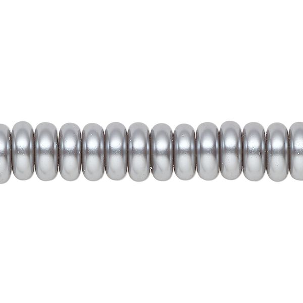Pearl 1pk pewter, Celestial Crystal® 8x3mm rondelle 15.5-16 inch image number 0