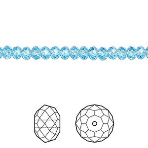 Bead 12pk aquamarine, Crystal Passions® 4x3mm rondelle 5040