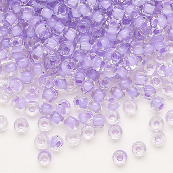 Seed bead, Dyna-Mites™, glass, translucent inside color lilac, #6 round. Sold per 40-gram pkg. image number 0