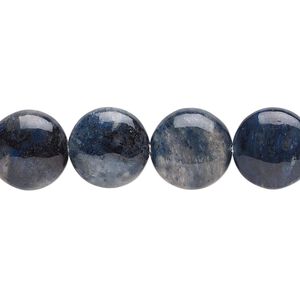 Flower dumortierite 1pkg1, puffed flat round bead natural 8 inch 12mm