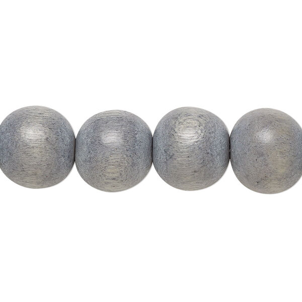 Bead, Taiwanese cheesewood (dyed / waxed), grey, 11-12mm round. Sold per pkg of (2) 15-1/2" to 16" strands. image number 0