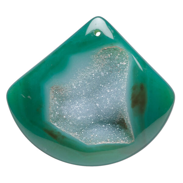 Druzy green agate 1pkg1, puffed teardrop focal B grade, 48x46mm-62x60mm image number 0